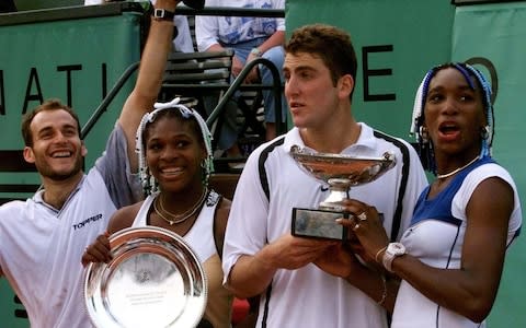 Gimelstob with Venus Williams in 1998 after winning the mixed doubles at Roland Garros - Credit: AP