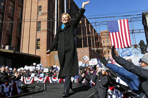 Ms Warren launches campaign in city of Lawrence (EPA)