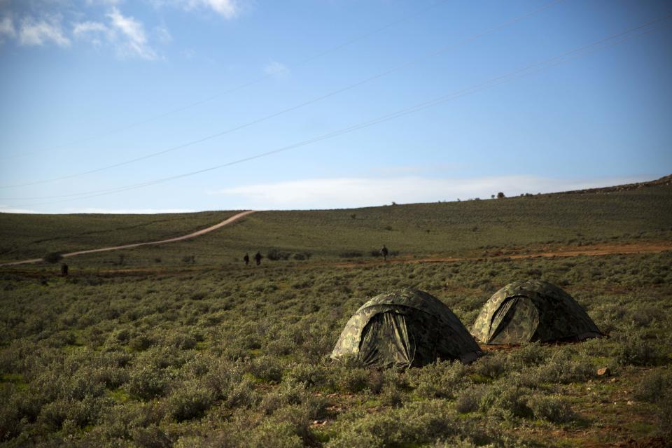 U.S. Marines with 1st Battalion, 1st Marine Regiment, Marine Rotational Force Darwin, stay in tents during the beginning of Exercise Hamel at Cultana Training Area, South Australia, Australia, June 30, 2016.&nbsp;