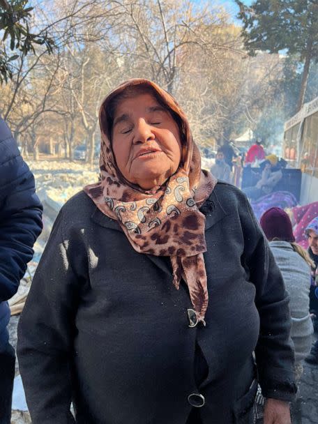 PHOTO: Gullu, 66, waits to hear news of her grandson, who has been trapped in the rubble of his building near Gaziantep, Turkey. (Ibtissem Guenfoud/ABC News)