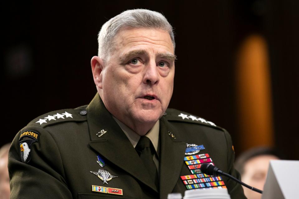 Chairman of the Joint Chiefs of Staff Gen. Mark Milley testifies to Senate Armed Services Committee on Capitol Hill in Washington, March 4, 2020.