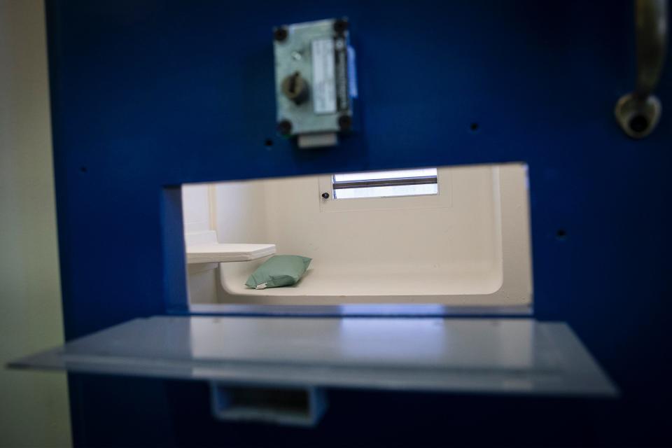 A jail cell is seen in the Enhanced Supervision Housing Unit at the Rikers Island Correctional facility in New York