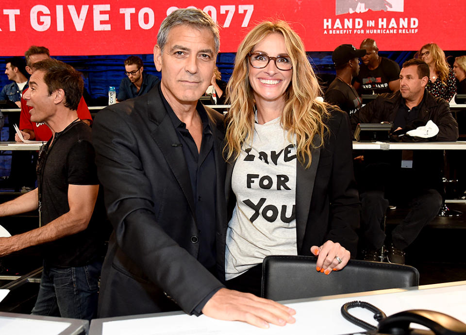 <p>The old friends and co-stars reunited to answer phones during Tuesday’s star-studded <em>Hand in Hand: A Benefit for Hurricane Relief</em> telethon to help survivors of Hurricanes Harvey and Irma. The remarkable effort brought in more than $14 million by the time the show was over and <a rel="nofollow noopener" href="http://www.hollywoodreporter.com/news/inside-star-studded-hand-hand-hurricane-relief-telethon-1038070" target="_blank" data-ylk="slk:much more overnight;elm:context_link;itc:0;sec:content-canvas" class="link ">much more overnight</a>. (Photo: Kevin Mazur/Hand in Hand/Getty Images) </p>