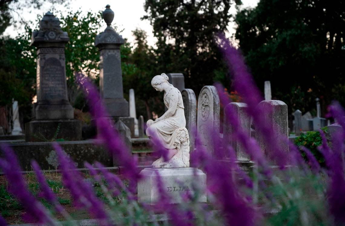 Historic monuments and headstones stand in 2023 at Sacramento’s Old City Cemetery, which dates back to mid-19th century. Lezlie Sterling/lsterling@sacbee.com