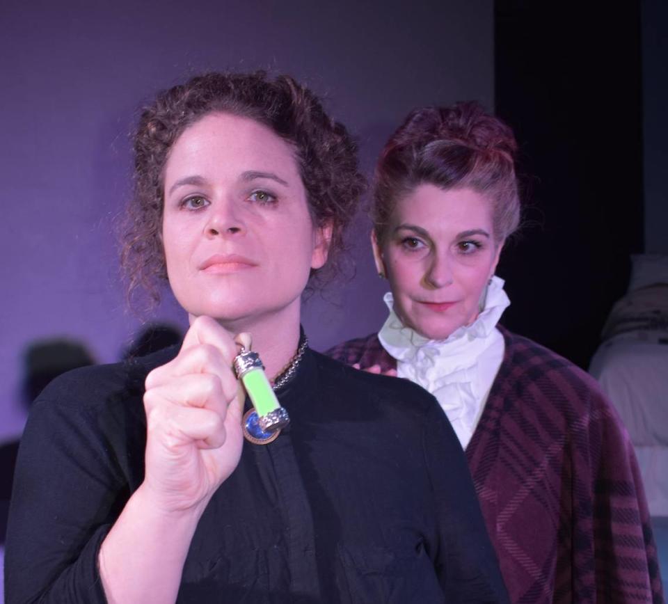 Theater Artists Olympia’s “The Half-Life of Marie Curie,” opening Friday, May 12, tells the story of the friendship between Curie (Paige Doyle, left) and fellow scientist Hertha Ayrton (Heather Christopher).