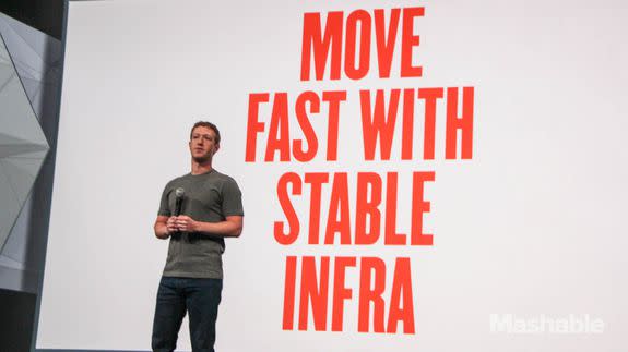 Facebook CEO Mark Zuckerberg presented at Facebook F8 conference in 2014.