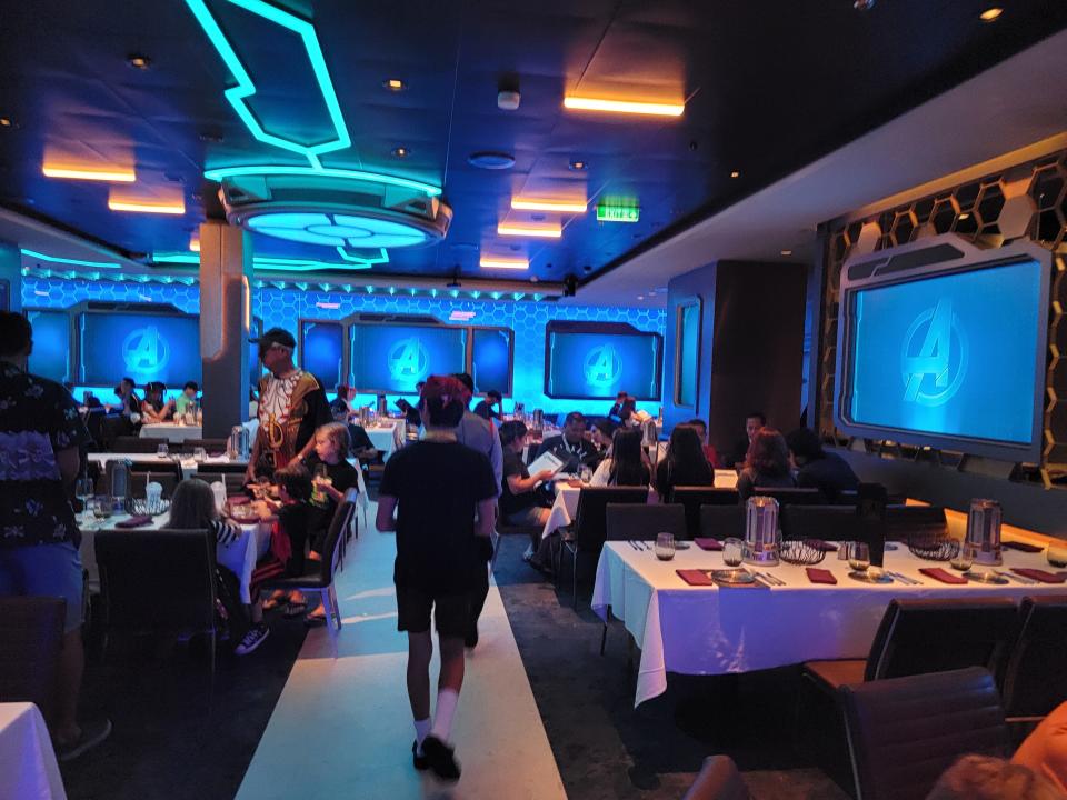 Worlds of Marvel dining room on the disney wish ship