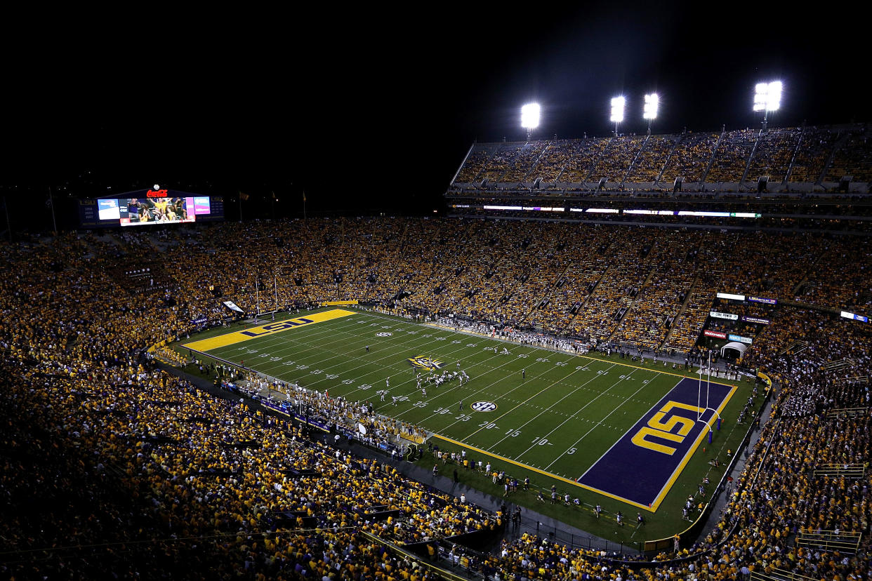 Three LSU students allegedly broke into Tiger Stadium and drove an ATV on the field multiple times, causing thousands of dollars in damage.