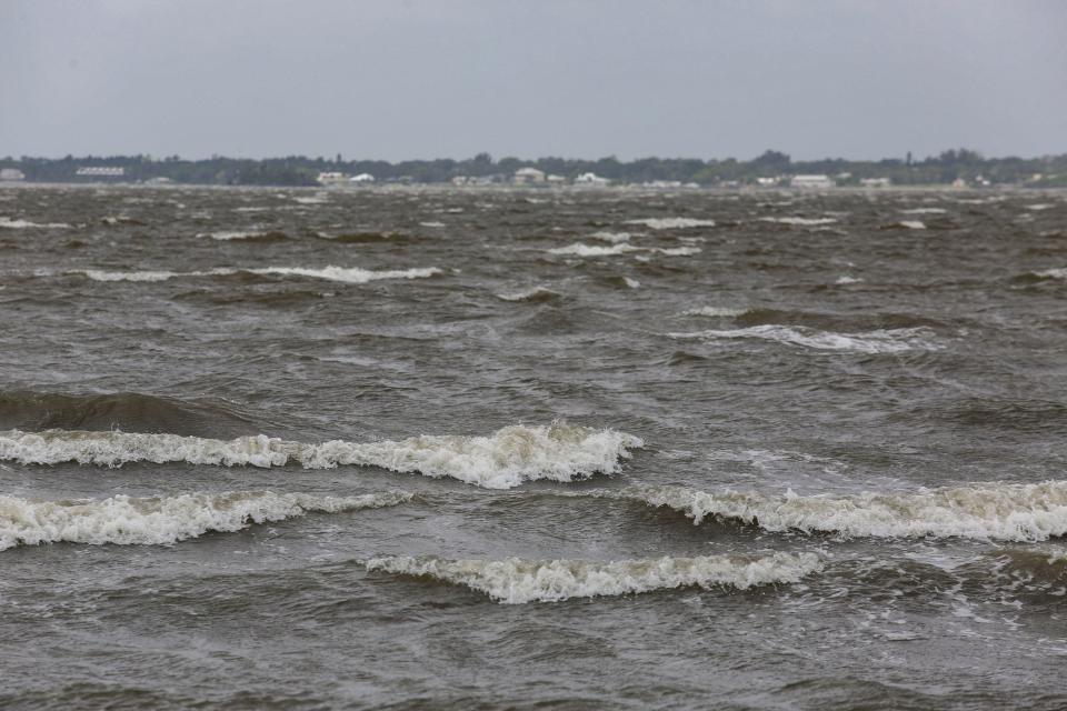 The Indian River Lagoon waters are blown northeast by gusty winds produced by Hurricane Idalia, Wednesday, Aug. 30, 2023.