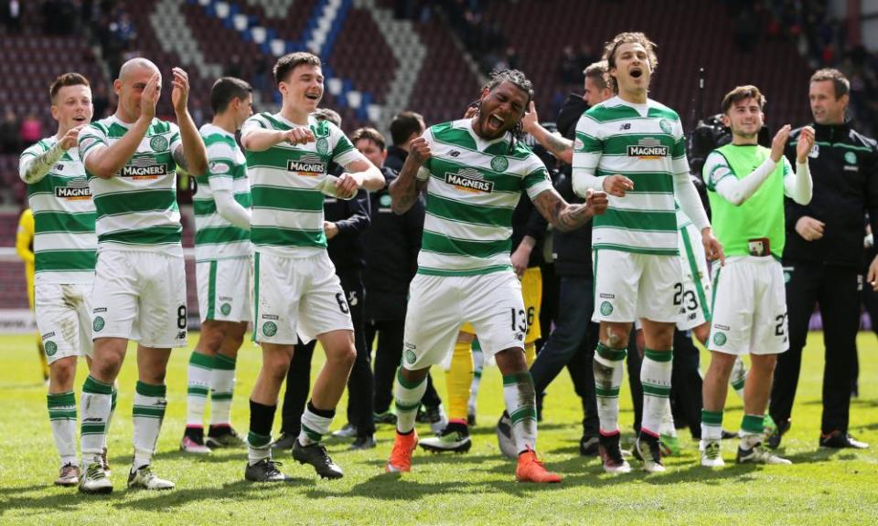 Celtic wins the league at Tynecastle in 2016.