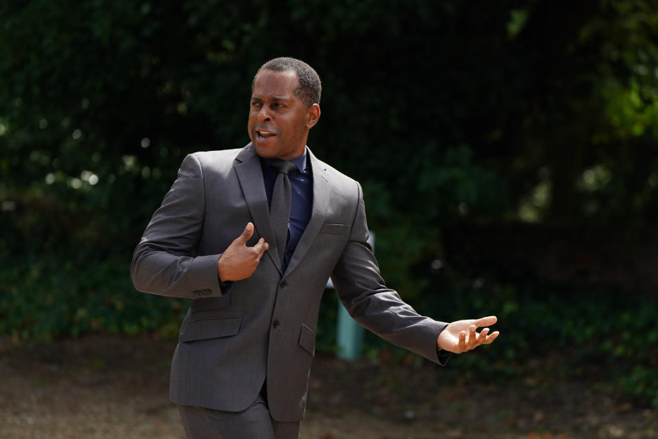 Andi Peters arriving at St Michael's church, Heckfield in Hampshire, for the wedding of Anthony McPartlin to Anne-Marie Corbett. Ant is one half of the entertainment duo Ant and Dec. Picture date: Saturday August 7, 2021. (Photo by Andrew Matthews/PA Images via Getty Images)