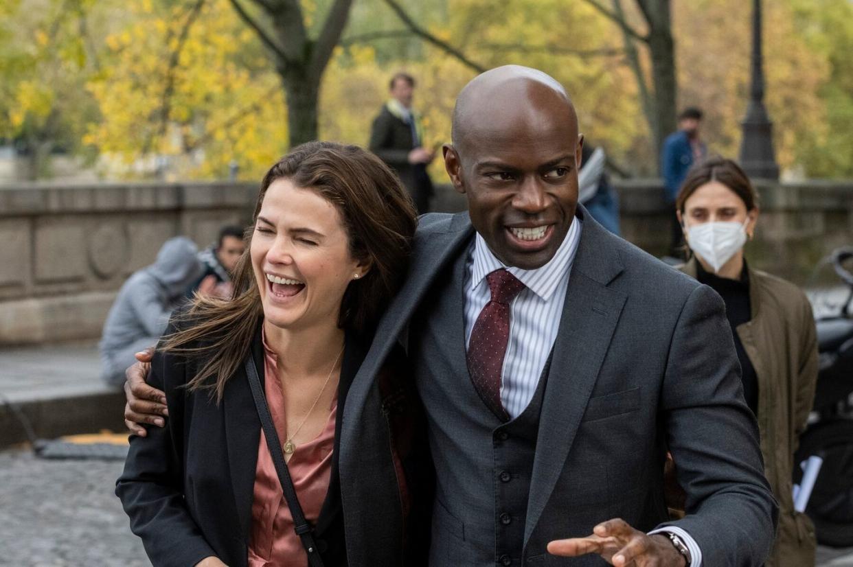 the diplomat l to r keri russell as kate wyler, david gyasi as austin dennison in episode 108 of the diplomat cr alex baileynetflix © 2023