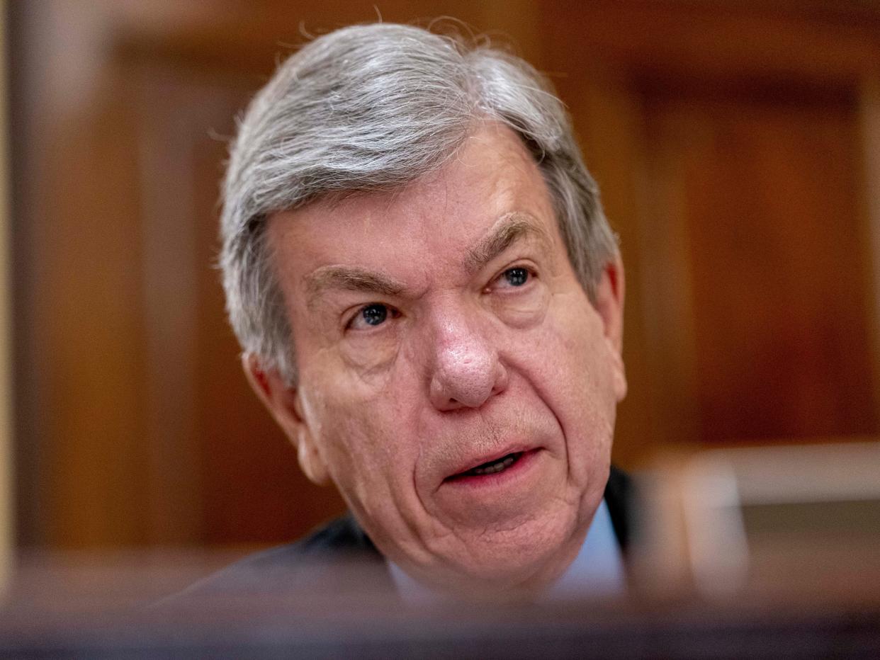 Sen. Roy Blunt, R-Mo., speaks as U.S. Capitol Police Inspector General Michael Bolton appears before a Senate Rules and Administration Committee oversight hearing on the Jan. 6, attack on the Capitol, on Capitol Hill in Washington, Tuesday, Dec. 7, 2021.