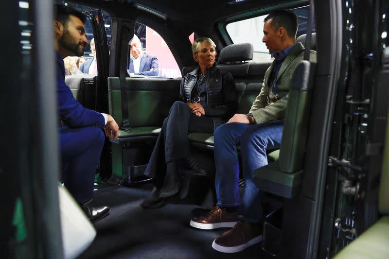 U.S. Energy Secretary Granholm and White House National Climate Adviser Zaidi view electric vehicles at the Washington Auto Show in Washington