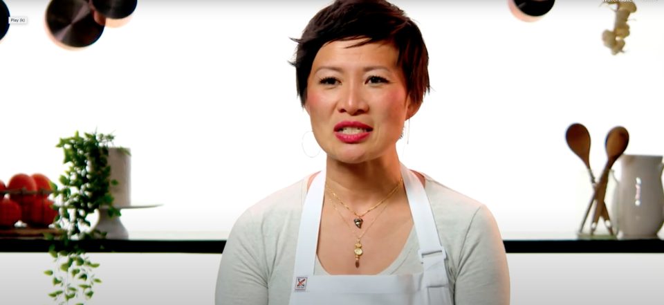 Poh in a white apron on MasterChef