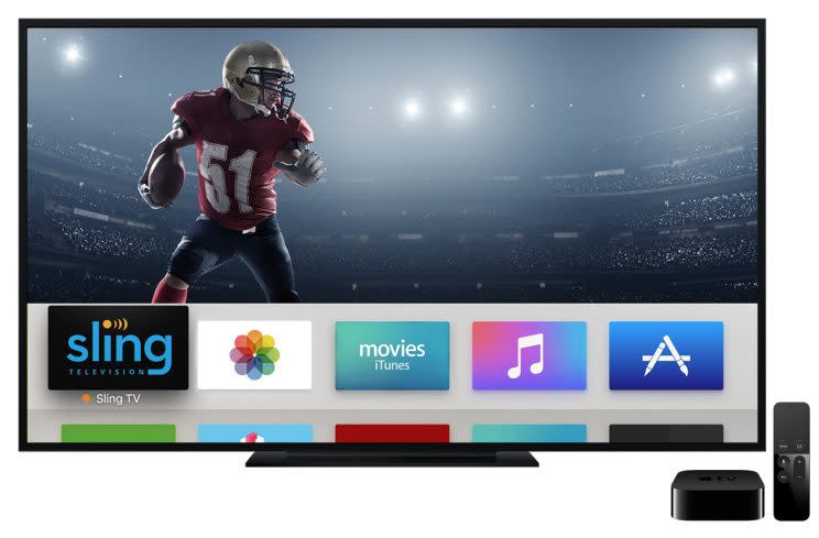 The Sling TV app for Apple TV.