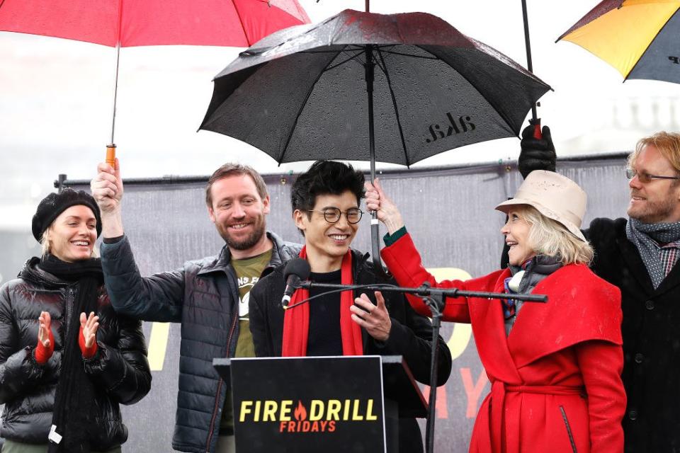 <h1 class="title">"Fire Drill Friday" Climate Change Protest</h1><cite class="credit">John Lamparski</cite>