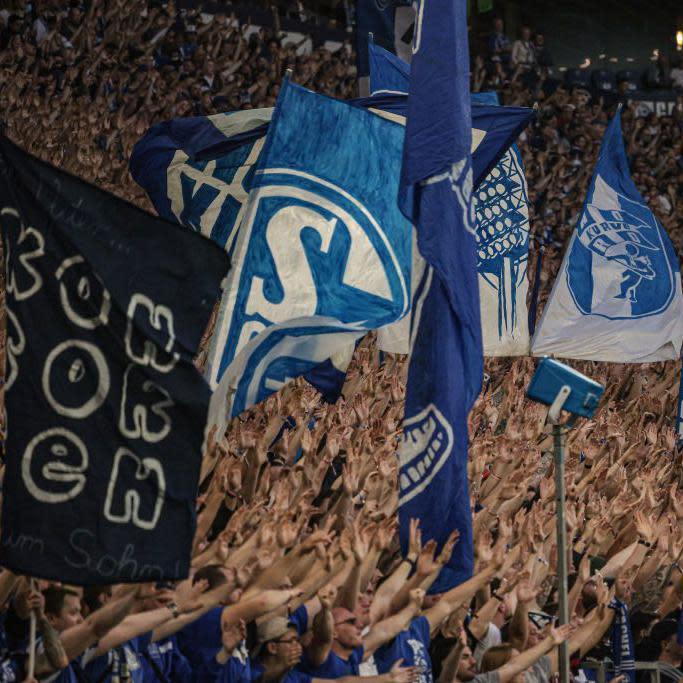 Schalke fans sing for their team at the recent match against Nuremburg