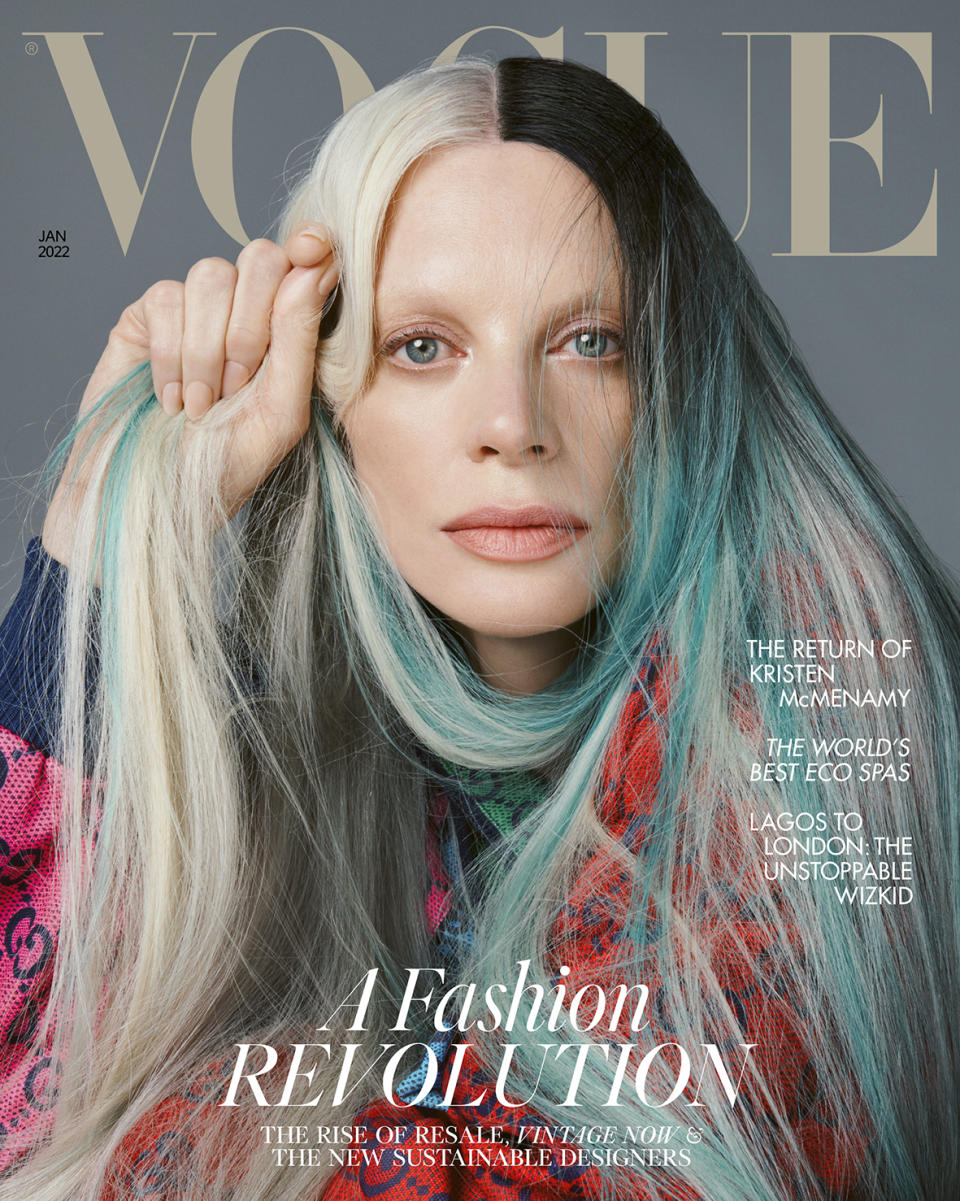 Kristen McMenamy on the January 2022 cover of British Vogue.