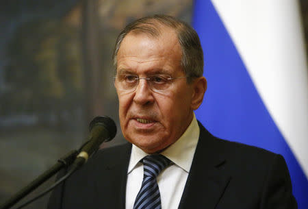 El ministro de Asuntos Exteriores de Rusia, Sergei Lavrov, durante una conferencia de prensa en Moscú, mar 29, 2018. REUTERS/Sergei Karpukhin