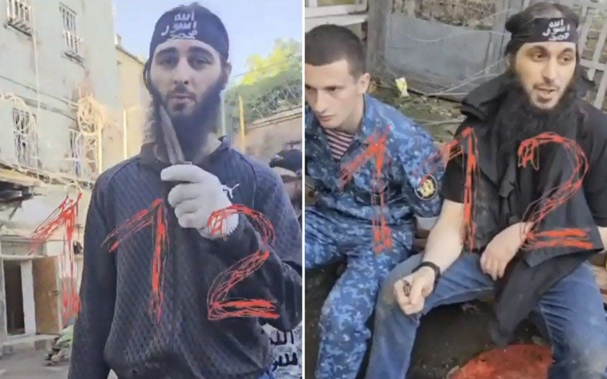 Suspected ISIS inmates (pictured left) broke out of a cell in a Russian detention centre and kidnapped two prison officers