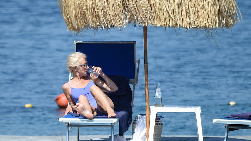 Helen Mirren in Ischia, Italy on July 16, 2015. Photo: Getty