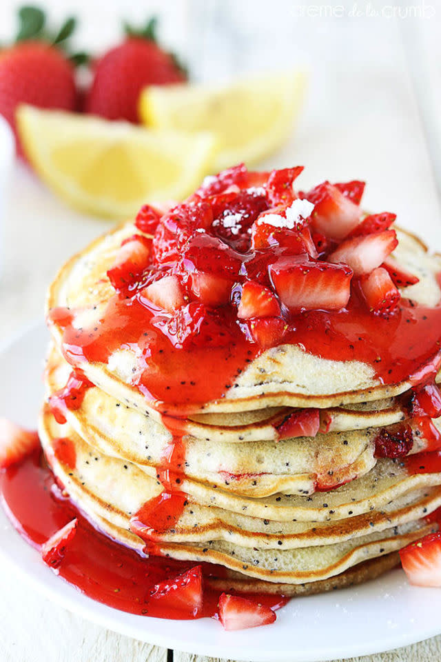 Strawberry Lemon Poppy Seed Pancakes