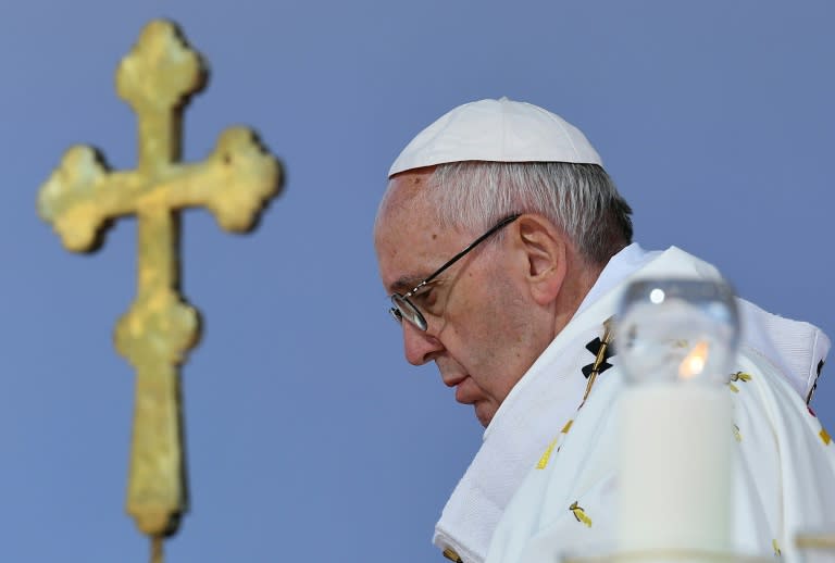 Pope Francis celebrates a Holy Mass at the stadium in Tbilisi, on October 1, 2016