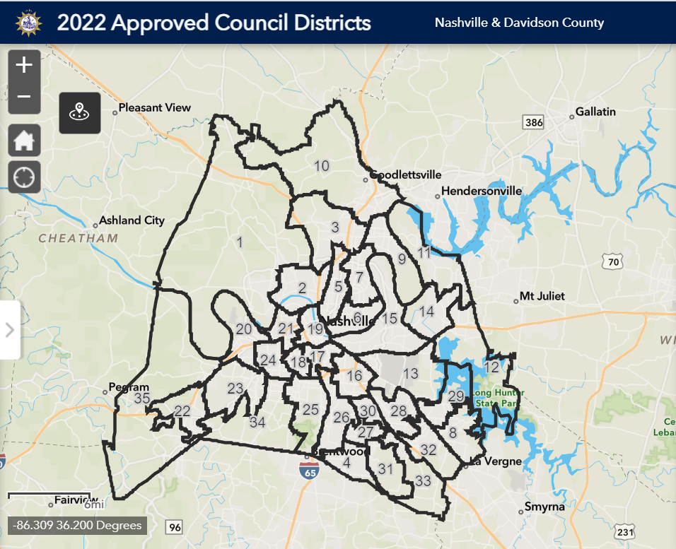 Approved 2022 Metro Council District maps for Nashville-Davidson County