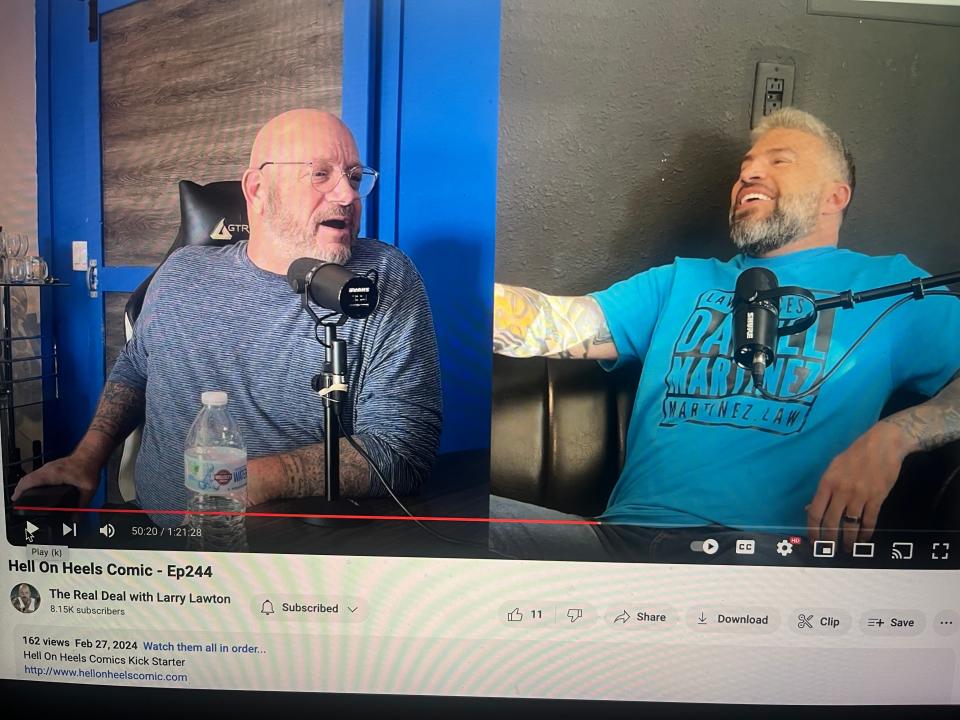 Screen grab of attorney Daniel Martinez (right) being interviewed by Larry Lawton for the Real Deal with Larry Lawton Podcast. Martinez was interviewed about his new comic book only a few months before he died suddenly on May 6, 2024.
(Credit: Photo by John A. Torres)