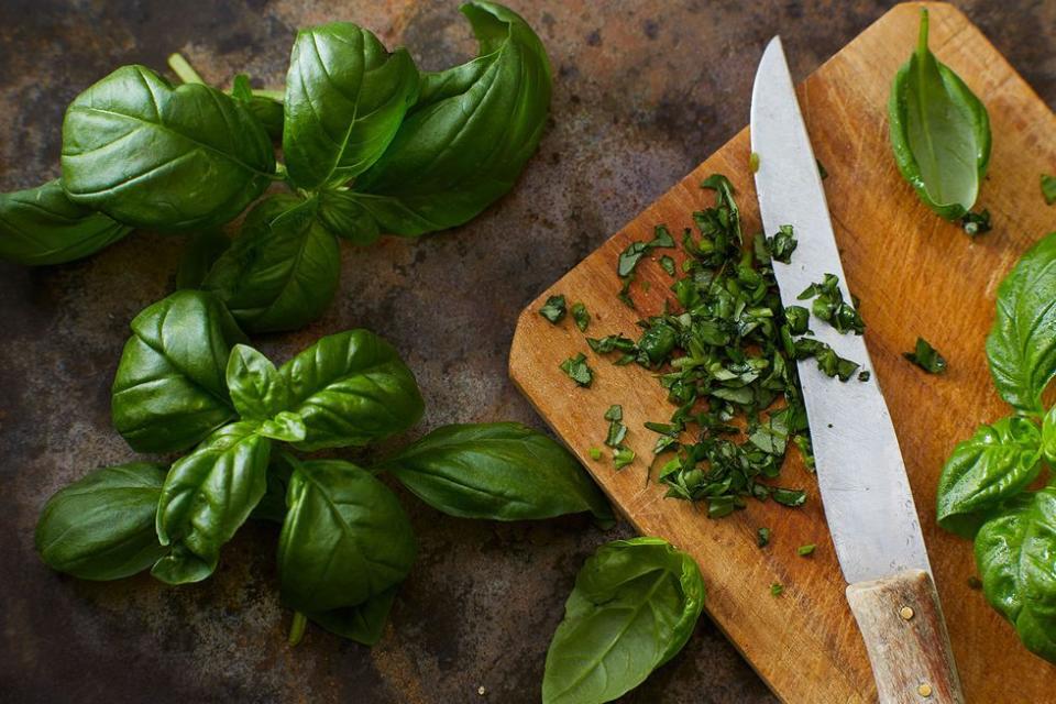 Food, Basil, Ingredient, Vegetable, Herb, Vegetarian food, Cuisine, Dish, Produce, Plant, 