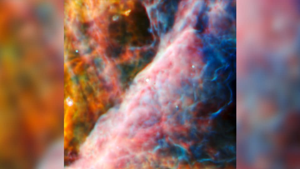 This image from Webb's Mid-Infrared Instrument shows a small region of the Orion Nebula. - ESA/Webb/NASA/CSA