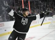 Nov 25, 2018; Los Angeles, CA, USA; Los Angeles Kings right wing Dustin Brown (23) celebrates a goal during the second period against the Edmonton Oilers at Staples Center. Mandatory Credit: Kelvin Kuo-USA TODAY Sports