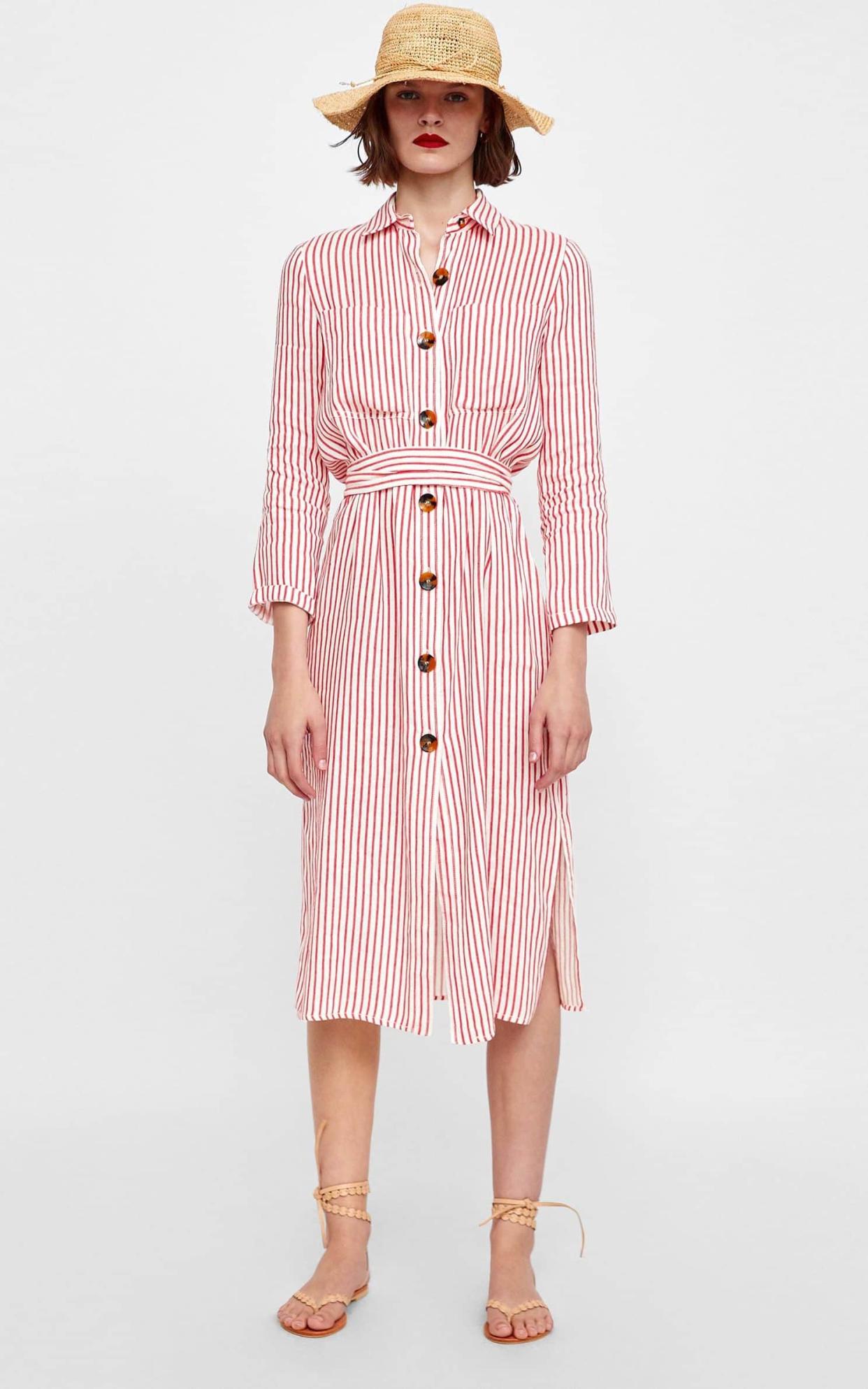 Red striped dress, £39.99, Zara. 