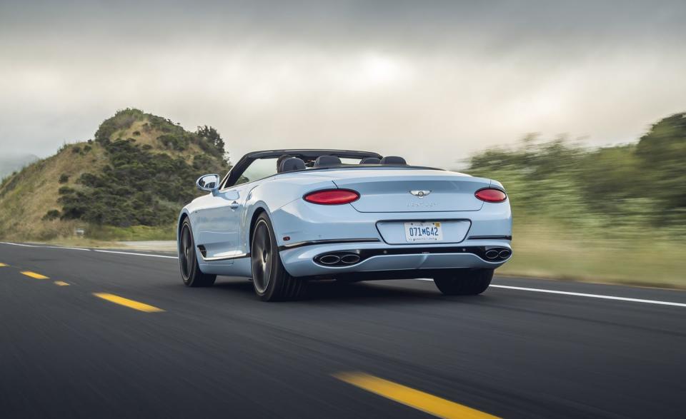 <p>One small giveaway that you're looking at a Continental GT V8 and not a W12? Peek at the number of exhaust outlets. Eight-cylinder models have four exhaust outlets, and 12-cylinder Continental GTs have only two. </p>