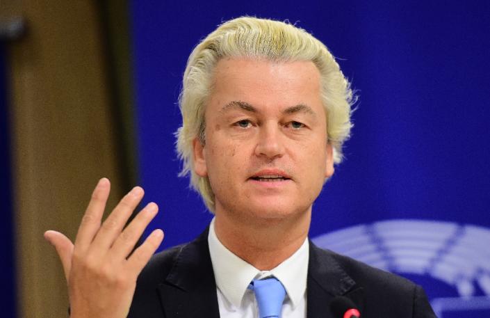 The leading far-right figure in the Netherlands, Geert Wilders, has compared the migrant influx to an "Islamist invasion" that threatened "the security, culture and identity of Europe" (AFP Photo/Emmanuel Dunand)