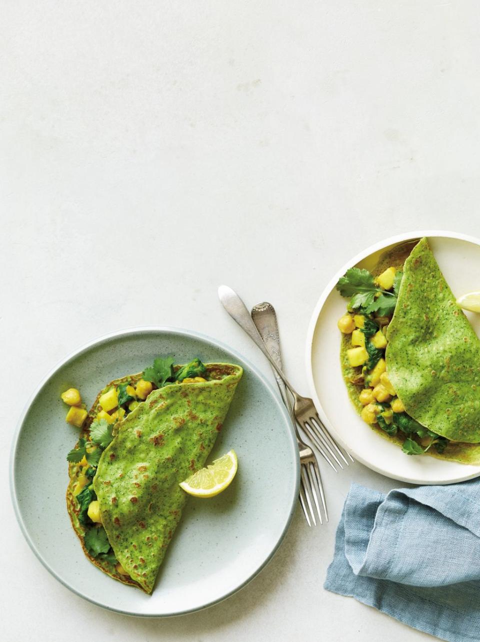 12) Spinach-Curry Crepes