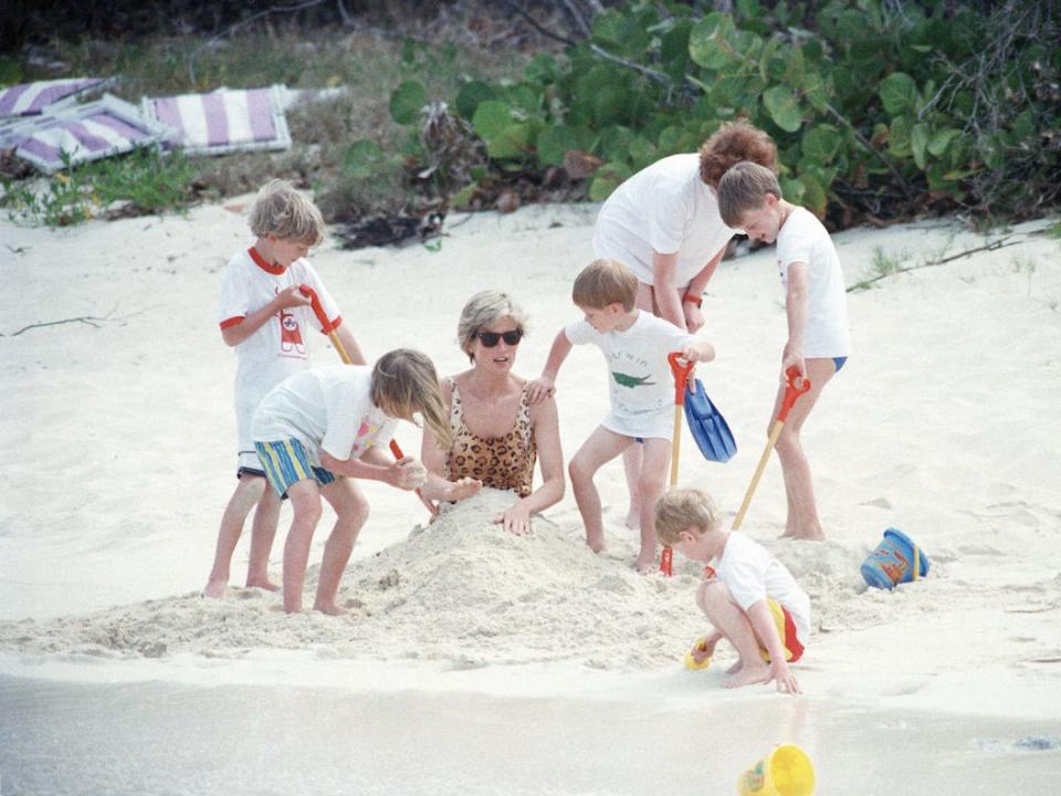 Diana, William, Harry Necker Island 1990