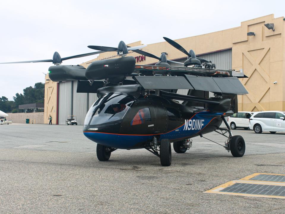 The Aska A5 flying car prototype with its wings folded in. 