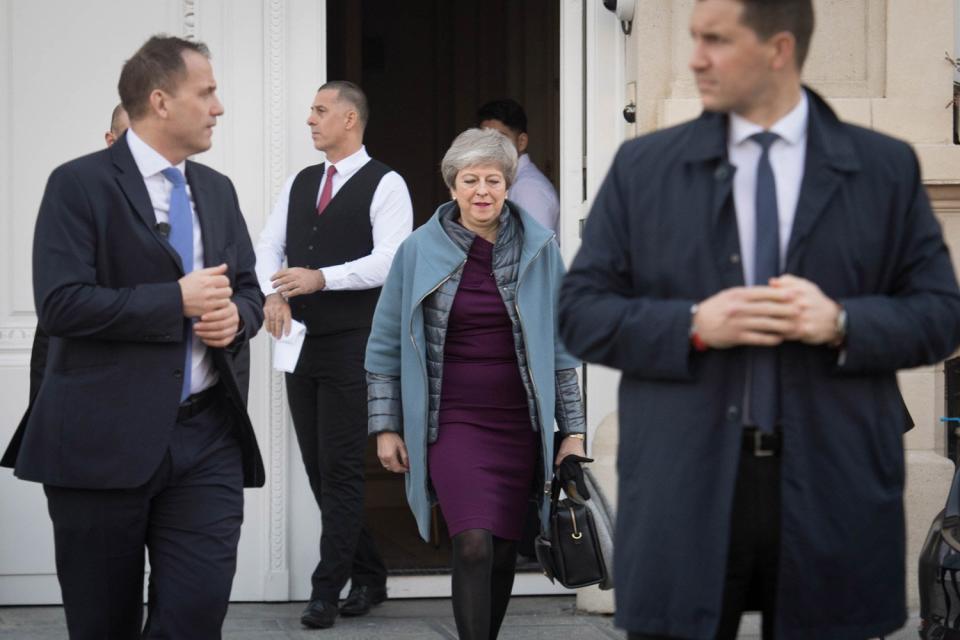 Theresa May leaves Brussels (PA)