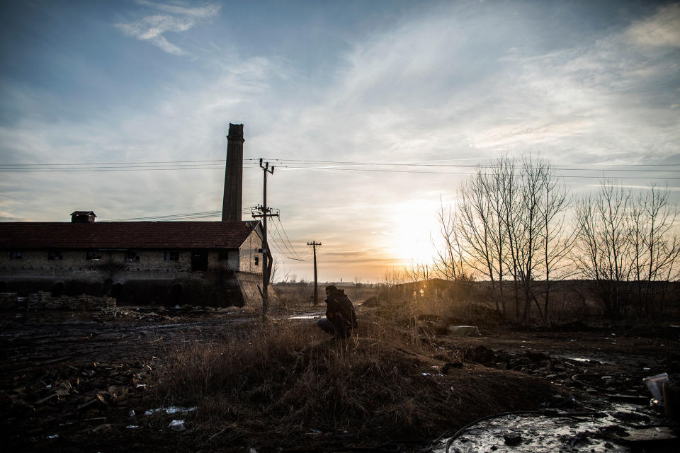 <p>Bilal, 24, from Pakistan, was stabbed in the chest during a fight between different groups of migrants. In the picture, Bilal, is seen at the yard of an abandoned brick factory at the outskirts of Subotica, border town with Hungary in Serbia, Feb. 2017. (Manu Brabo/MeMo) </p>