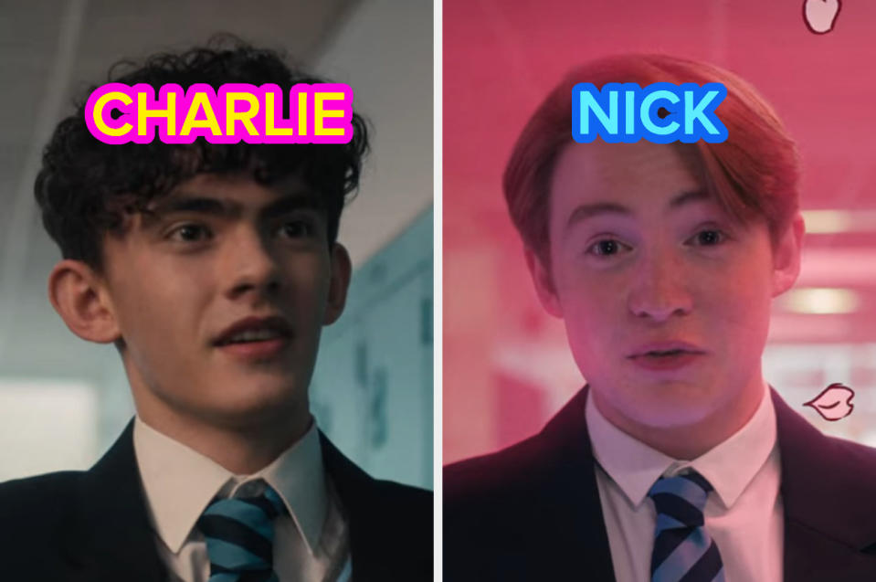 Side-by-side images of Charlie and Nick from "Heartstopper"