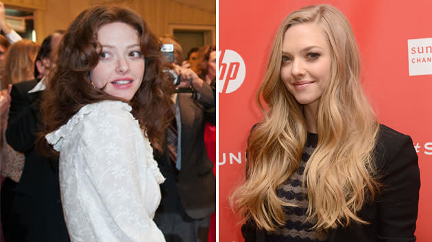 Amanda Seyfried at Sundance on Tuesday, left, and in 'Lovelace' 