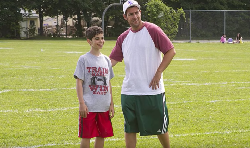 Cameron Boyce and Adam Sandler are pictured during a scene from the film Grown Ups 2. Boyce's family confirmed his death over the weekend and Sandler has paid tribute to the 20-year-old.