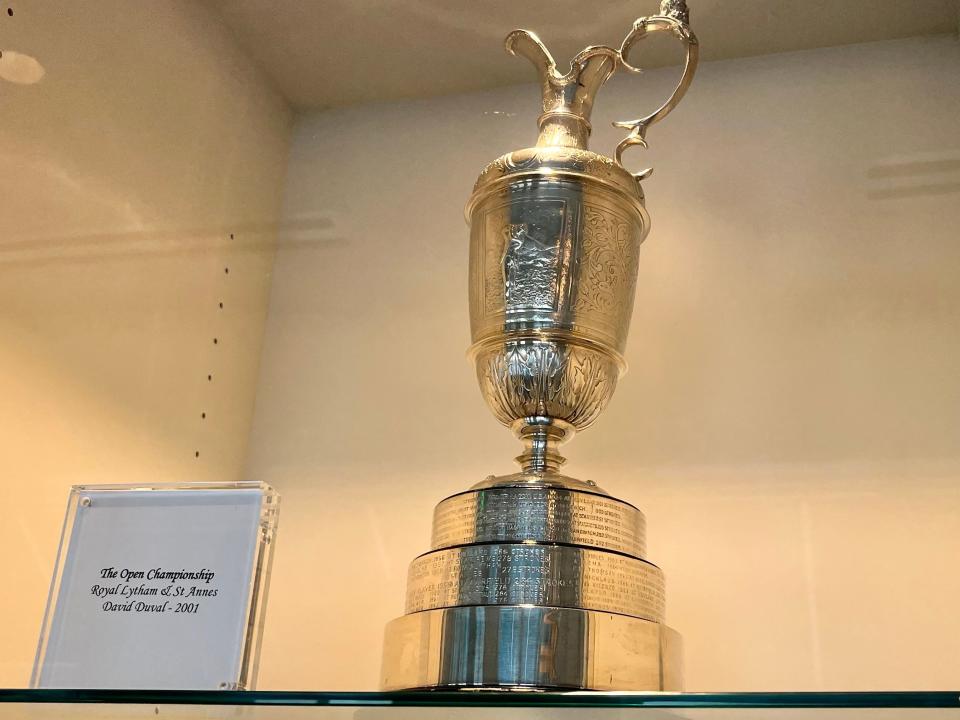A replica of the Claret Jug, which David Duval won in 2001 at the British Open, has a special spot in a trophy case at the Timuquana Country Club where he grew up playing golf.