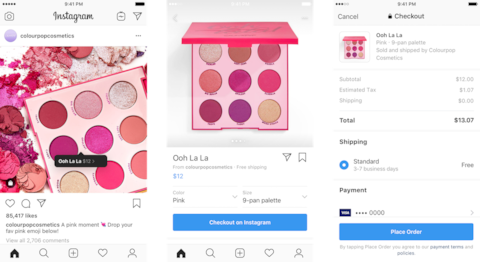 A preview of the Instagram Checkout page - Credit: Instagram