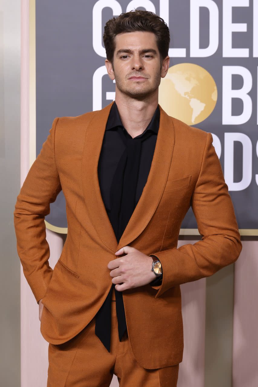 BEVERLY HILLS, CALIFORNIA - JANUARY 10: Andrew Garfield attends the 80th Annual Golden Globe Awards at The Beverly Hilton on January 10, 2023 in Beverly Hills, California. (Photo by Frazer Harrison/WireImage)