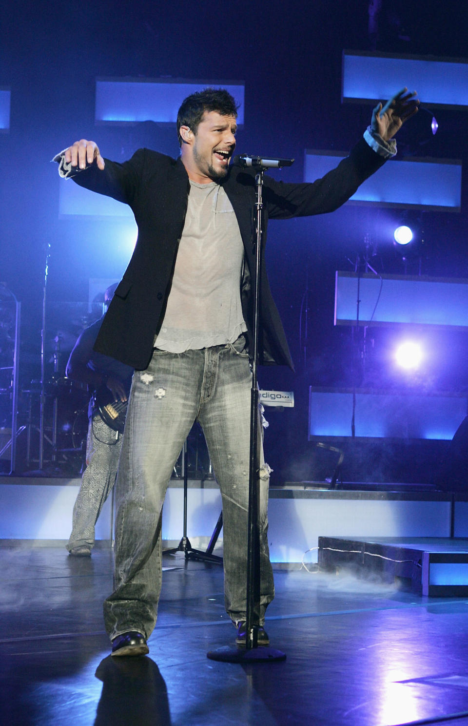 Puerto Rican popstar Ricky Martin on stage.
