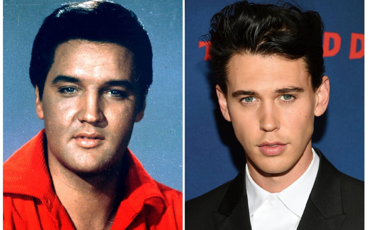 Left, Elvis Presley, and right, Austin Butler, who will play him - AP