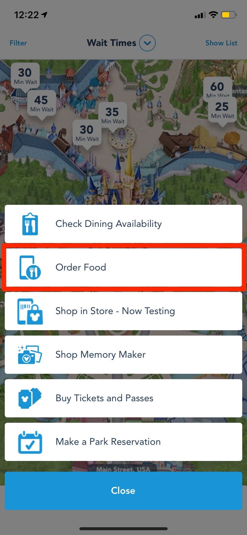 disney world mobile order